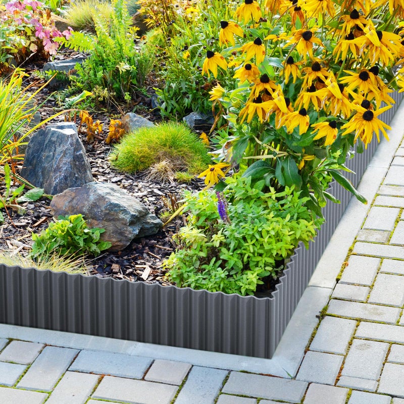 LAVEVE Corrugated Metal Garden Edging - Sturdy Border Perfect for DIY Flower Beds and Landscaping Borders (Dark Gray  12 Inch x 20FT) - Image 4